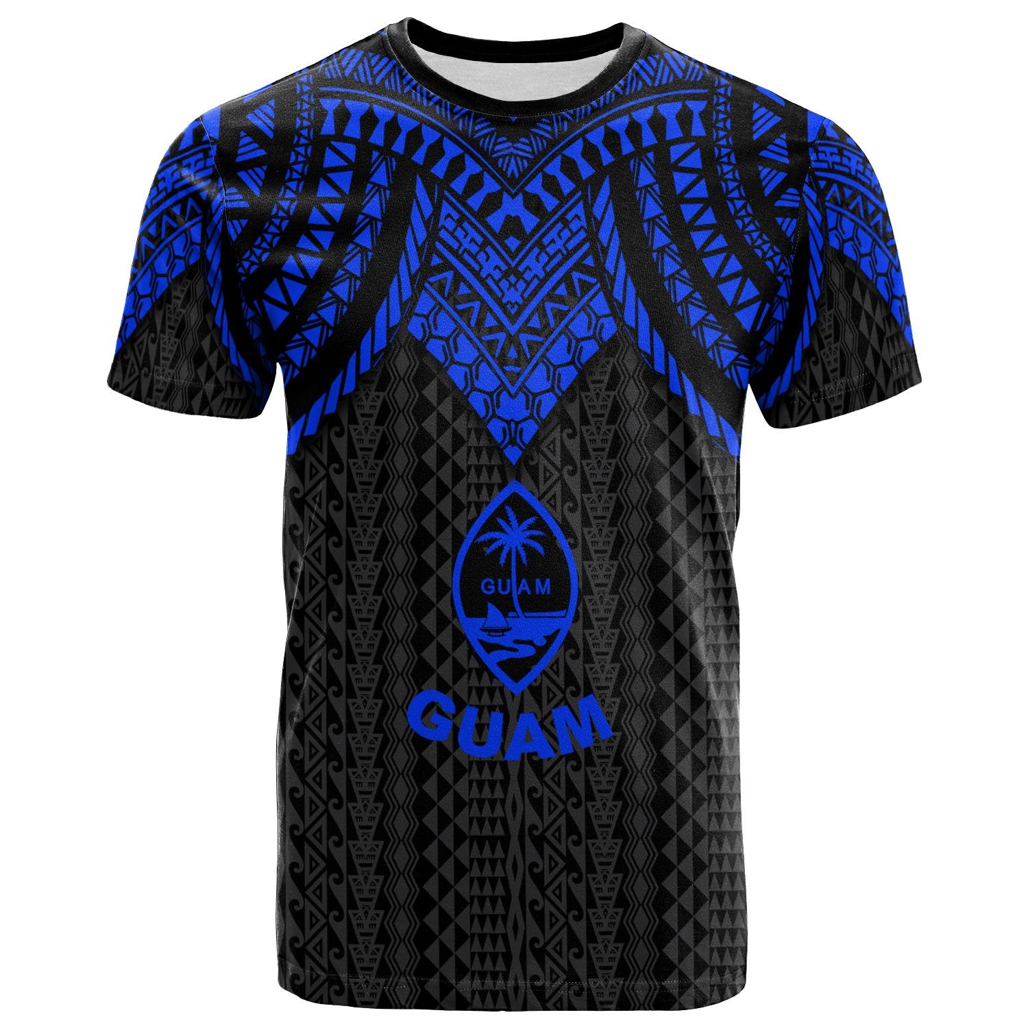 Guam T Shirt Polynesian Armor Style Blue Unisex Blue - Polynesian Pride