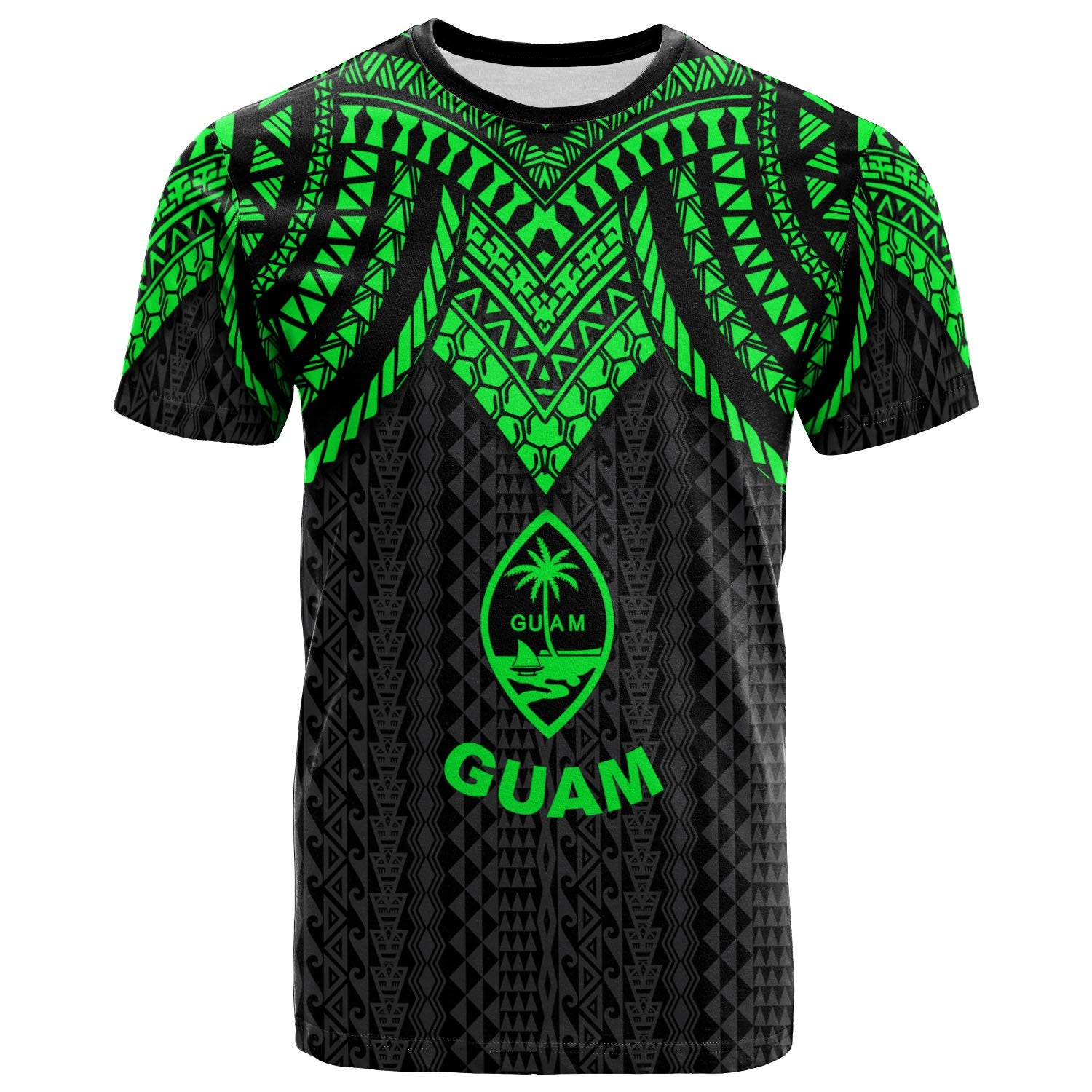 Guam T Shirt Polynesian Armor Style Green Unisex Art - Polynesian Pride