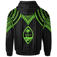 Guam Zip up Hoodie Polynesian Armor Style Green - Polynesian Pride