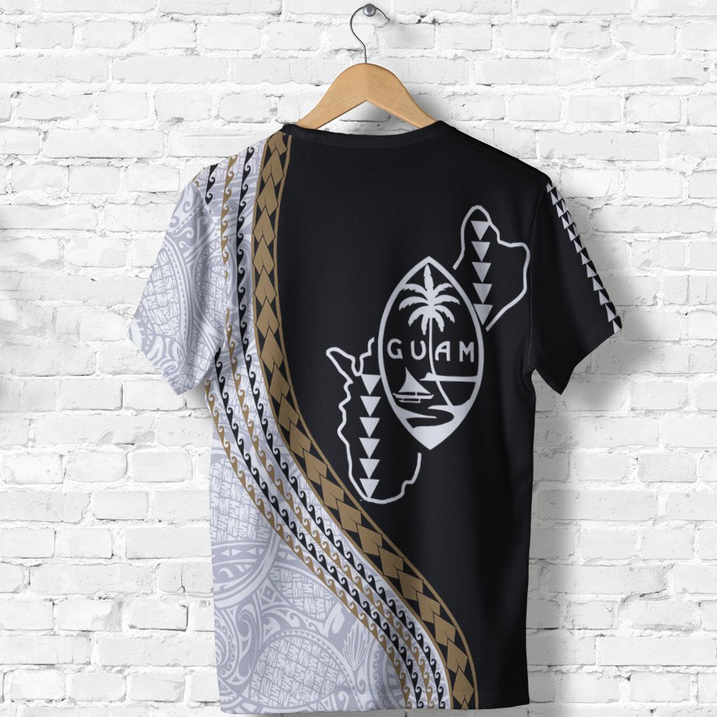 Guam T Shirt Guam Coat of Arms Hafa Adai Black White - Polynesian Pride