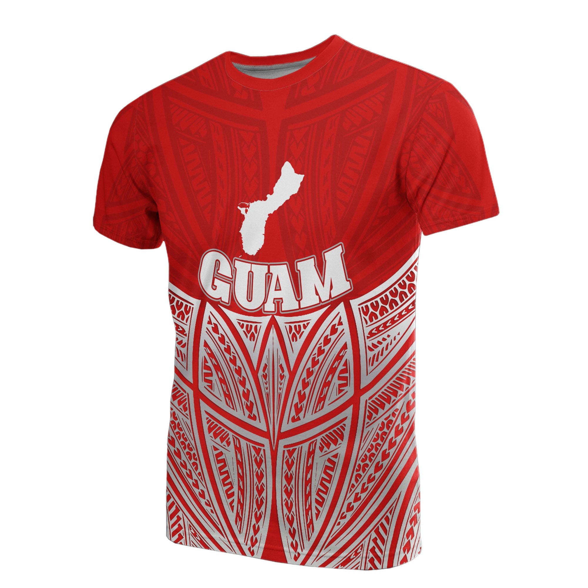 Guam Polynesian T Shirt Red Pride Map and Seal Unisex Red - Polynesian Pride