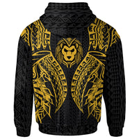 Guam Zip up Hoodie Polynesian Lion Head Gold Style - Polynesian Pride