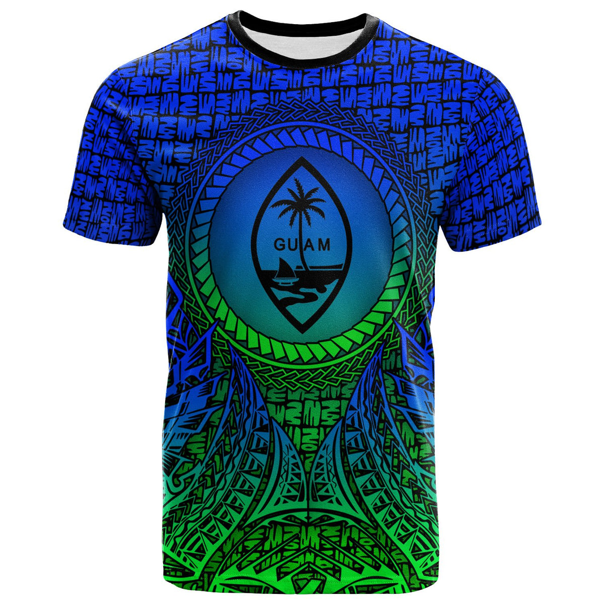 Guam T Shirt Circle Pattern Blue Unisex Blue - Polynesian Pride