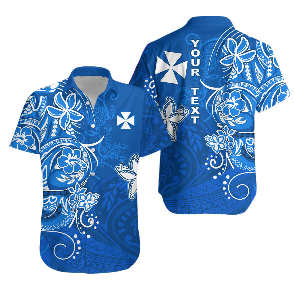 (Custom Personalised) Wallis et Futuna Hawaiian Shirt Polynesia Blue Sea Turtle and Flowers LT13 Unisex Blue - Polynesian Pride