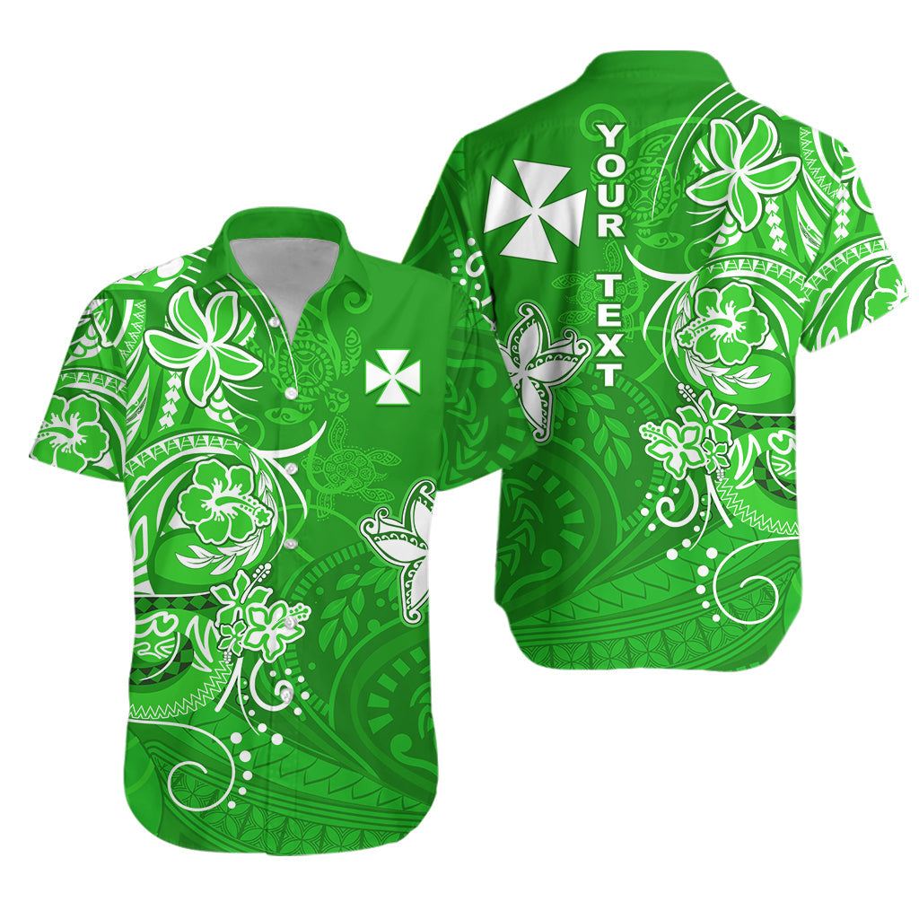 (Custom Personalised) Wallis et Futuna Hawaiian Shirt Polynesia Green Sea Turtle and Flowers LT13 Unisex Green - Polynesian Pride