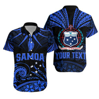 Custom Polynesian Couple Outfits Samoa Tatau Matching Dress and Hawaiian Shirt Blue Polynesian Ula Nifo LT13 - Polynesian Pride