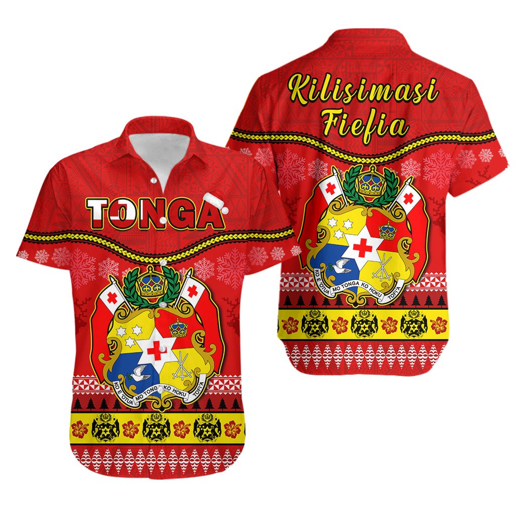Tonga Christmas Hawaiian Shirt Tongan Ngatu Kilisimasi Fiefia LT14 Red - Polynesian Pride