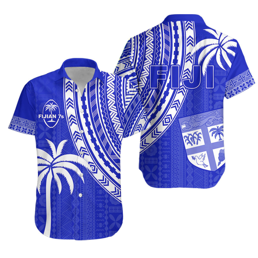 Fiji Rugby Sevens Hawaiian Shirt Fijian 7s Tapa Polynesian Blue Ver.02 LT13 Unisex Blue - Polynesian Pride