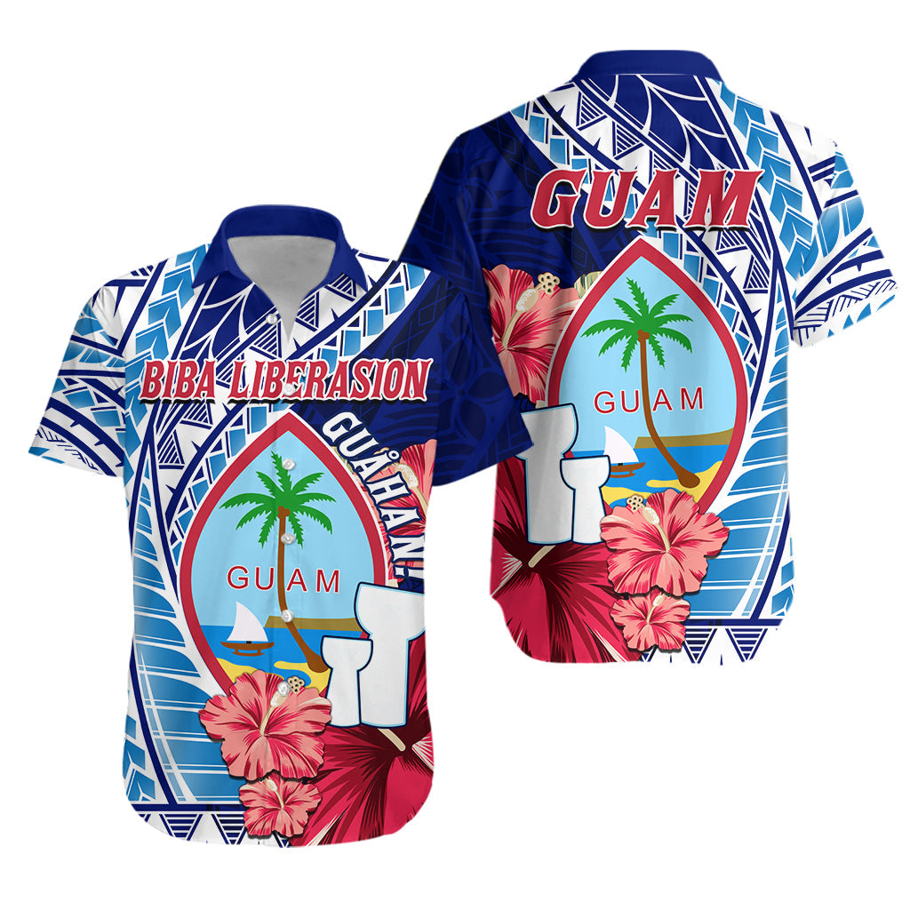Guam Chamorro Hawaiian Shirt Happy Liberation Day Latte Stone LT13 Unisex Blue - Polynesian Pride
