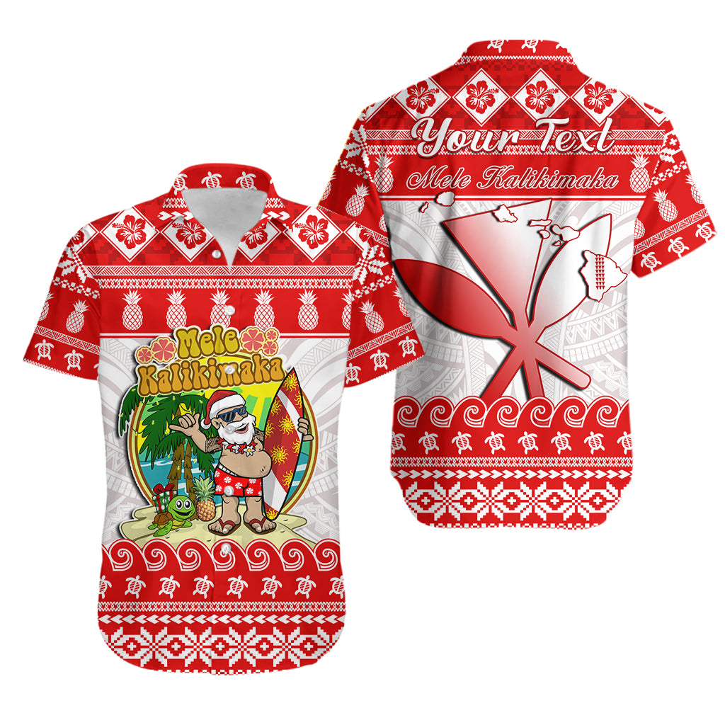 Custom Personalised Hawaii Christmas Hawaiian Shirt Kanaka Polynesian Santa Claus Mele Kalikimaka LT14 Unisex Red - Polynesian Pride