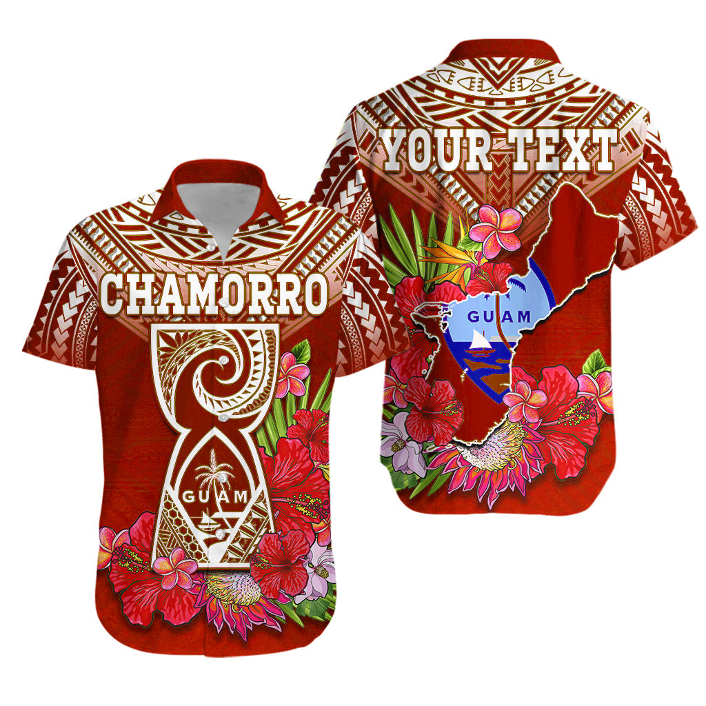Custom Guam Matching Hawaiian Shirt and Dress Chamorro Guaman Latte Stone Tropical Flowers Red Version LT14 - Polynesian Pride