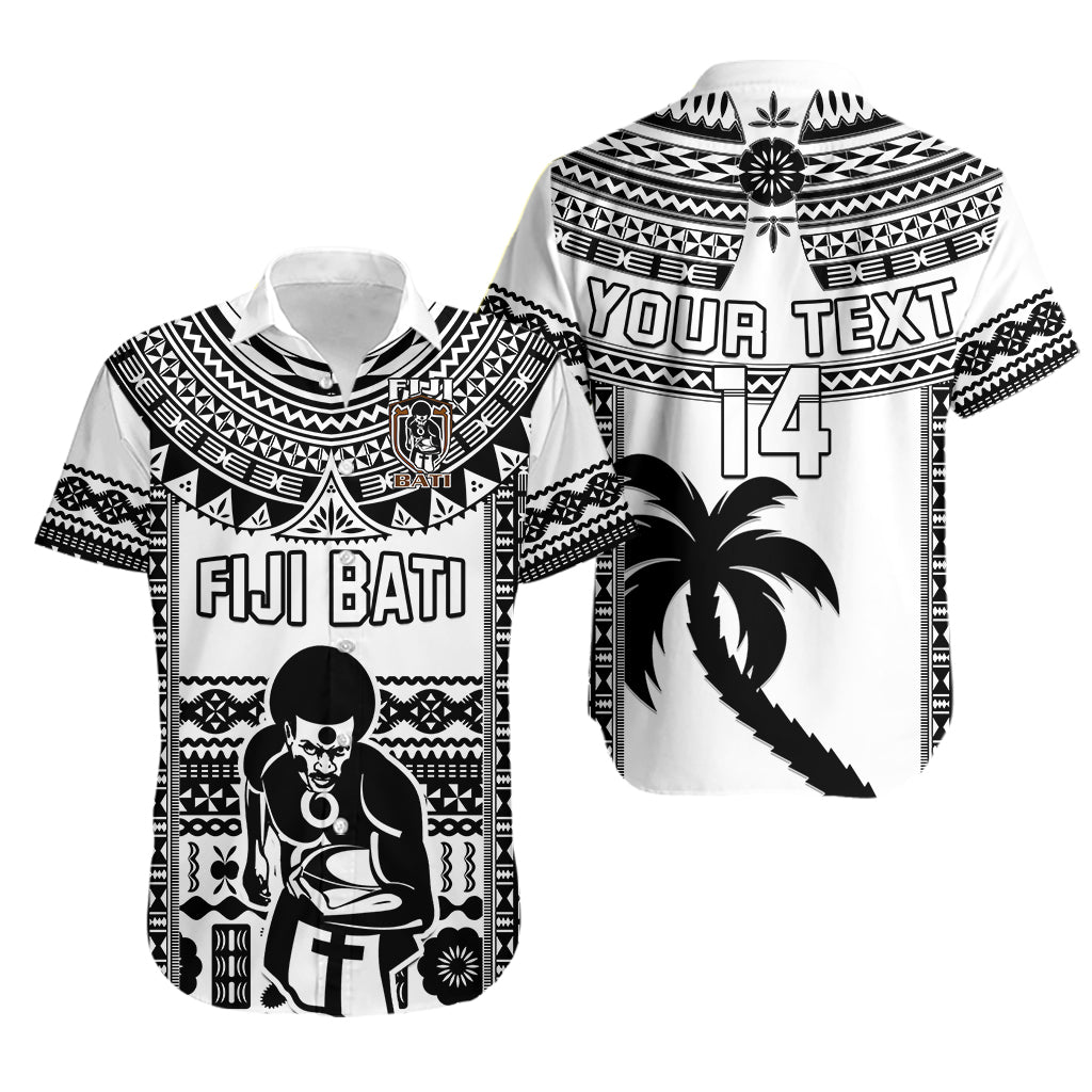 Custom Text And Number Fiji Rugby Hawaiian Shirt Pacific The Bati Black Fijian Tapa LT14 Unisex Black - Polynesian Pride