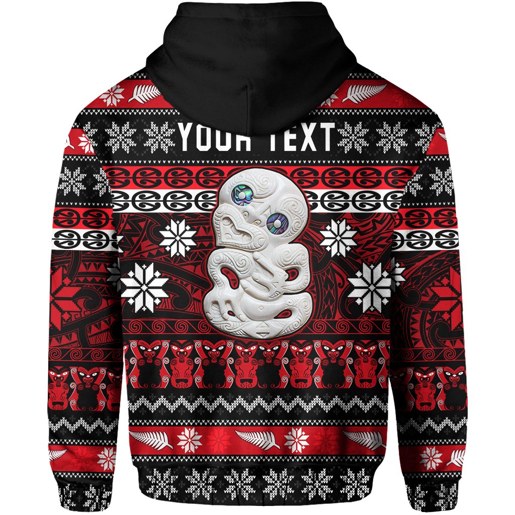 Custom New Zealand Hei Tiki Christmas Zip Hoodie Maori Meri Kirihimete LT13 - Polynesian Pride