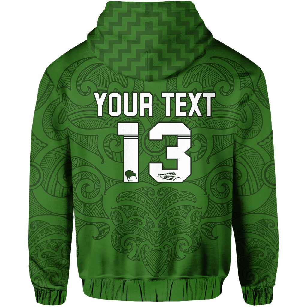 Custom Maori 2021 Hoodie Green Aotearoa Tattoo Custom Text and Number LT13 - Polynesian Pride