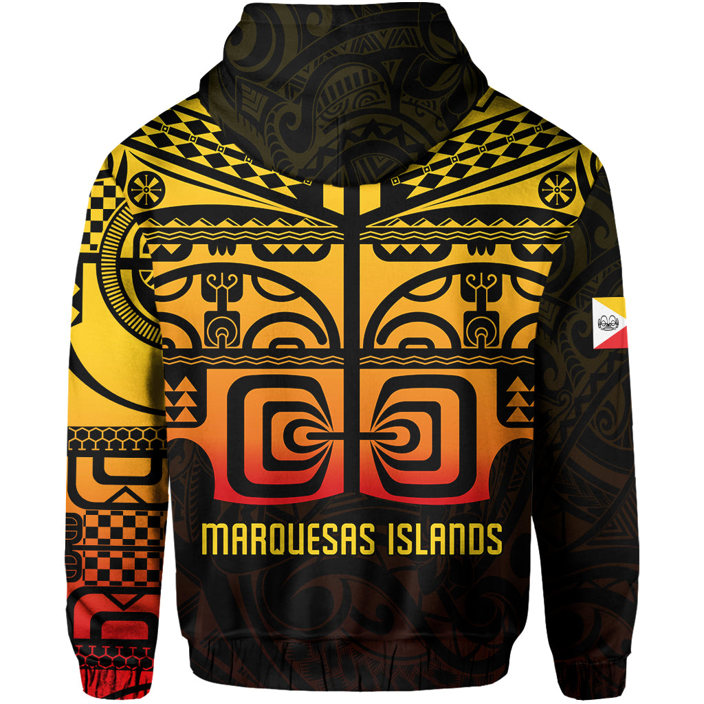 Custom Marquesas Islands Tiki Hoodie Gradient Marquesan Tattoo LT13 - Polynesian Pride
