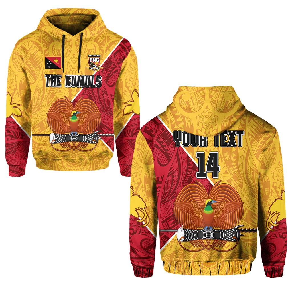 (Custom Text and Number) The Kumuls PNG Hoodie Papua New Guinea Polynesian Dynamic Style LT14 Pullover Hoodie Yellow - Polynesian Pride