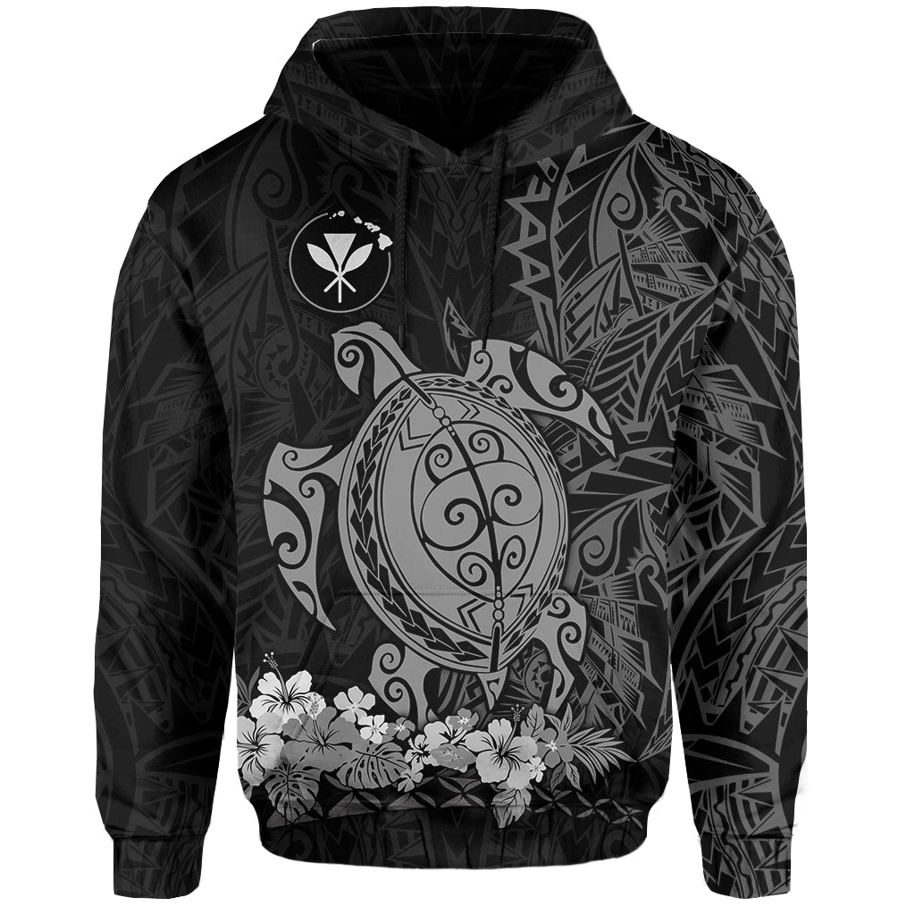 Custom Hawaii Polynesian Hoodie Gray Sea Turtles Hawaiian LT13 - Polynesian Pride