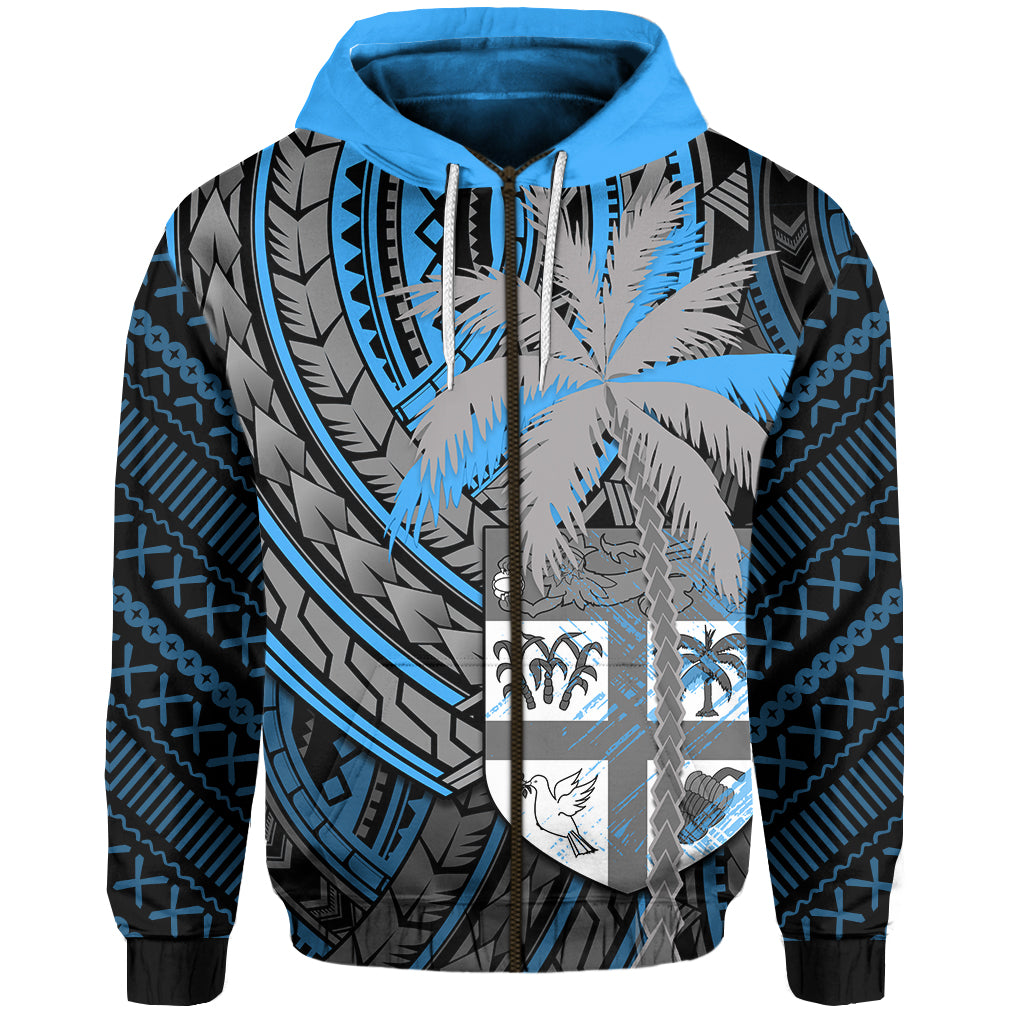 Newest Fiji Zip Hoodie Mix Coconut LT13 Unisex Blue - Polynesian Pride