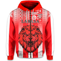 Football LABASA FA Zip Hoodie Red Lion Fiji LT13 Unisex Red - Polynesian Pride