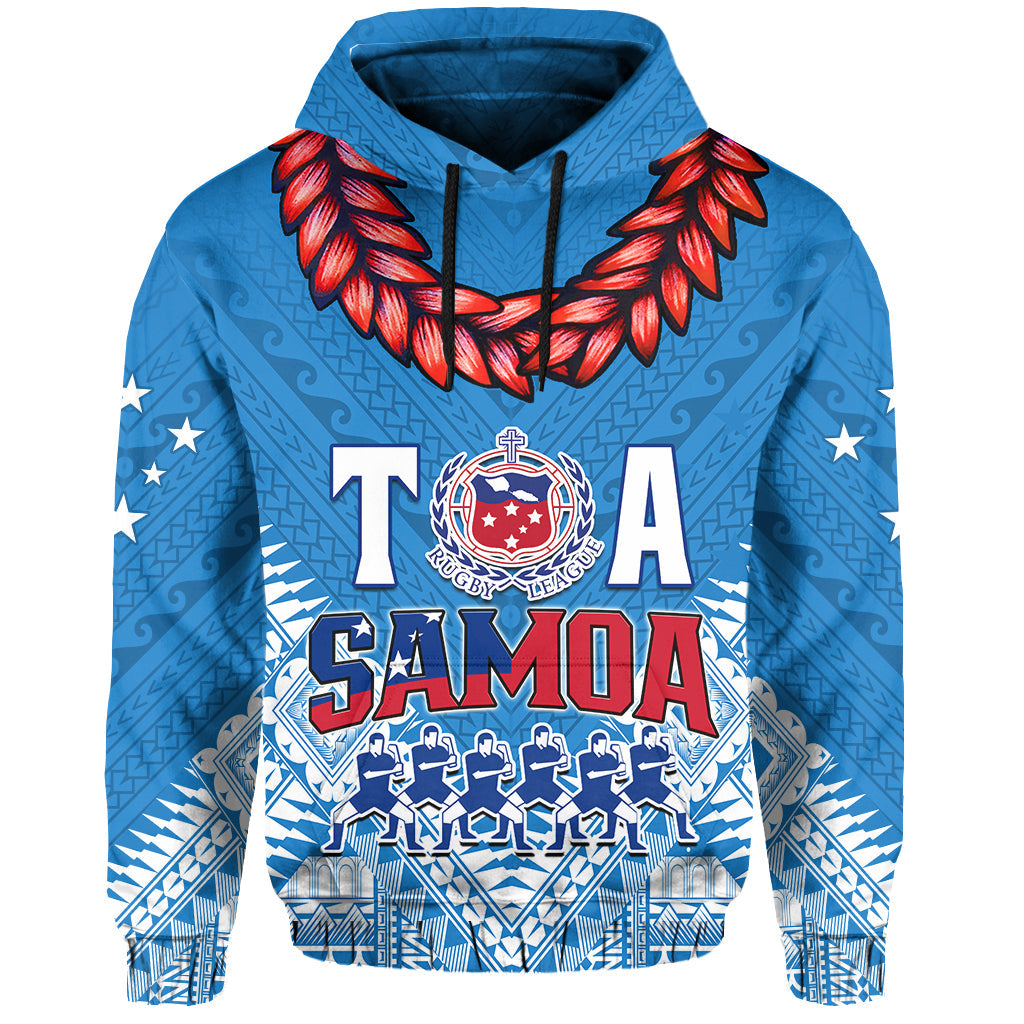 (Custom Text and Number) Toa Samoa Rugby Hoodie Manu Siva Tau Style Ulafala LT13 - Polynesian Pride