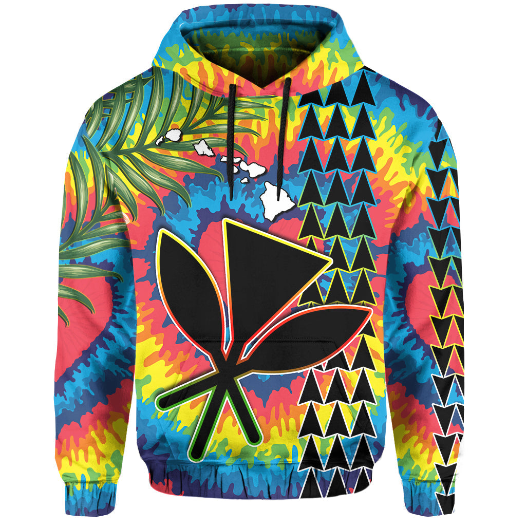 Custom Hawaii Rainbow Tie Dye Hoodie Flowers Polynesian Hawaiian Tribal LT13 - Polynesian Pride