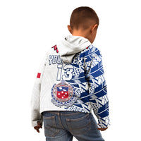 (Custom Text and Number) Toa Samoa Rugby Hoodie KID Siamupini Ula Fala White LT13 - Polynesian Pride