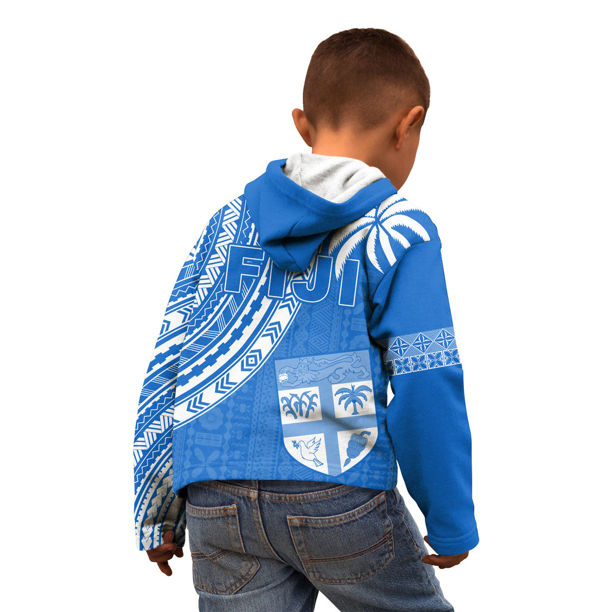 Fiji Rugby Sevens Hoodie KID Fijian 7s Tapa Polynesian Blue Ver.01 LT13 - Polynesian Pride