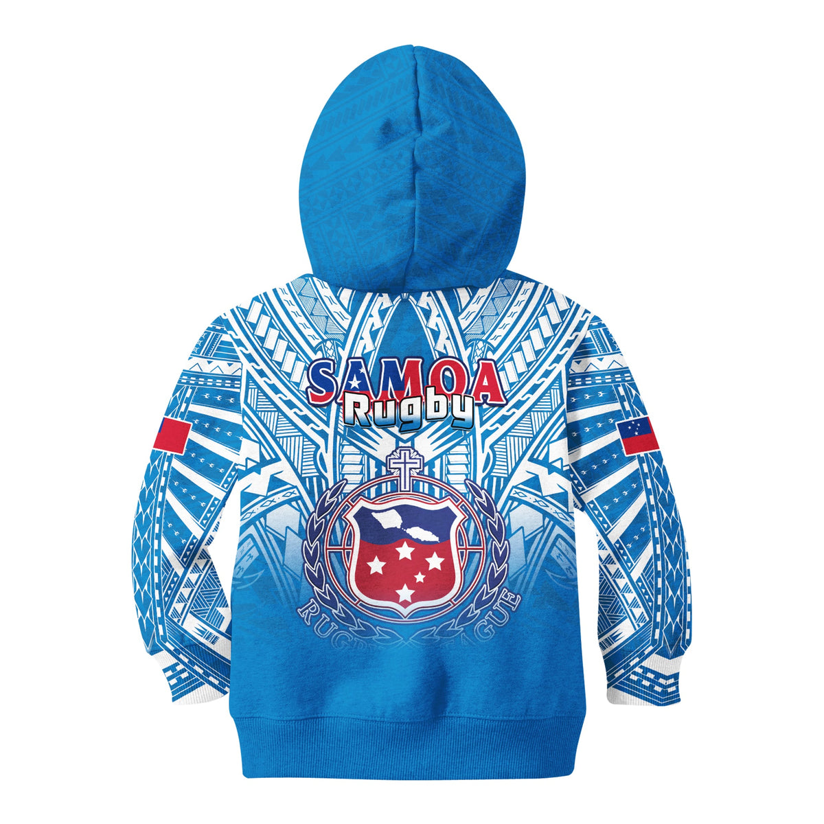 Samoa Rugby Hoodie KID Toa Samoa Polynesian Pacific Blue Version LT14 Zip Hoodie Blue - Polynesian Pride