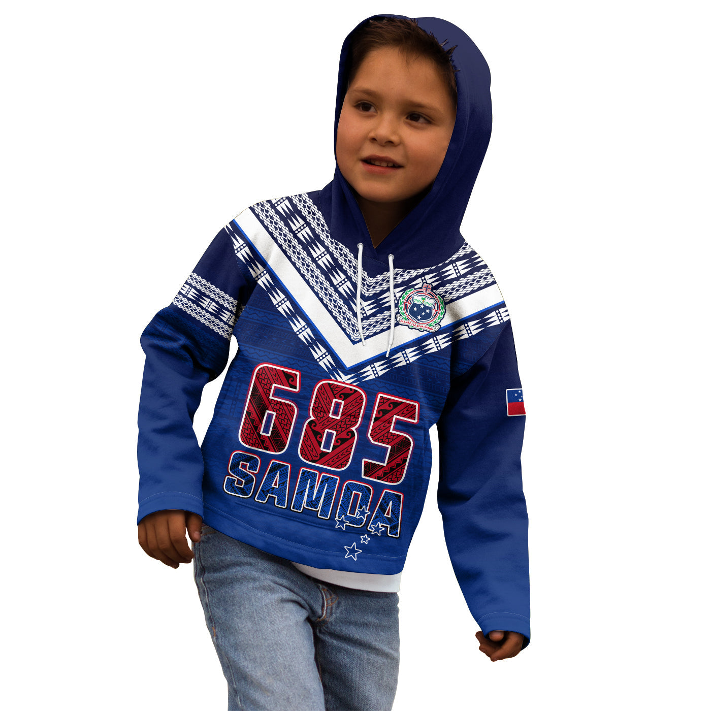 Samoa 685 Hoodie KID Uso Aso Uma Toa Samoa Rugby History Made LT13 Blue - Polynesian Pride