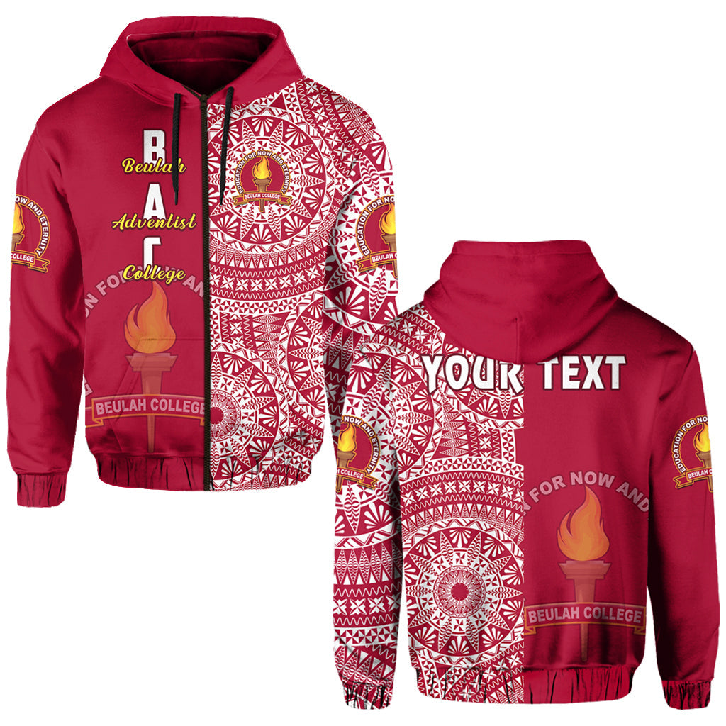 Custom Beulah Tonga College Hoodie Tongan Ngatu Pattern LT14 Zip Hoodie Maroon - Polynesian Pride