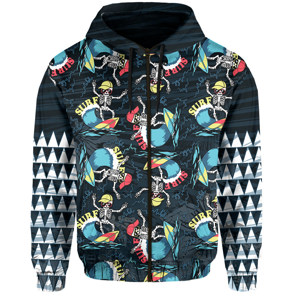 Hawaii Skeleton Surf Hoodie Halloween Hawaiian Tribal LT13 - Polynesian Pride