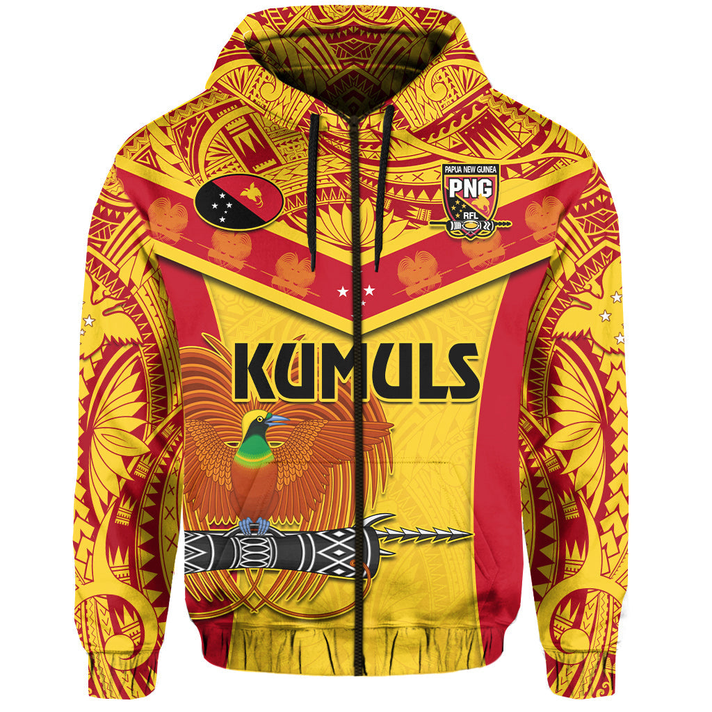 Papua New Guinea Rugby Hoodie PNG Kumuls Bird of Paradise Yellow LT14 Zip Hoodie Yellow - Polynesian Pride