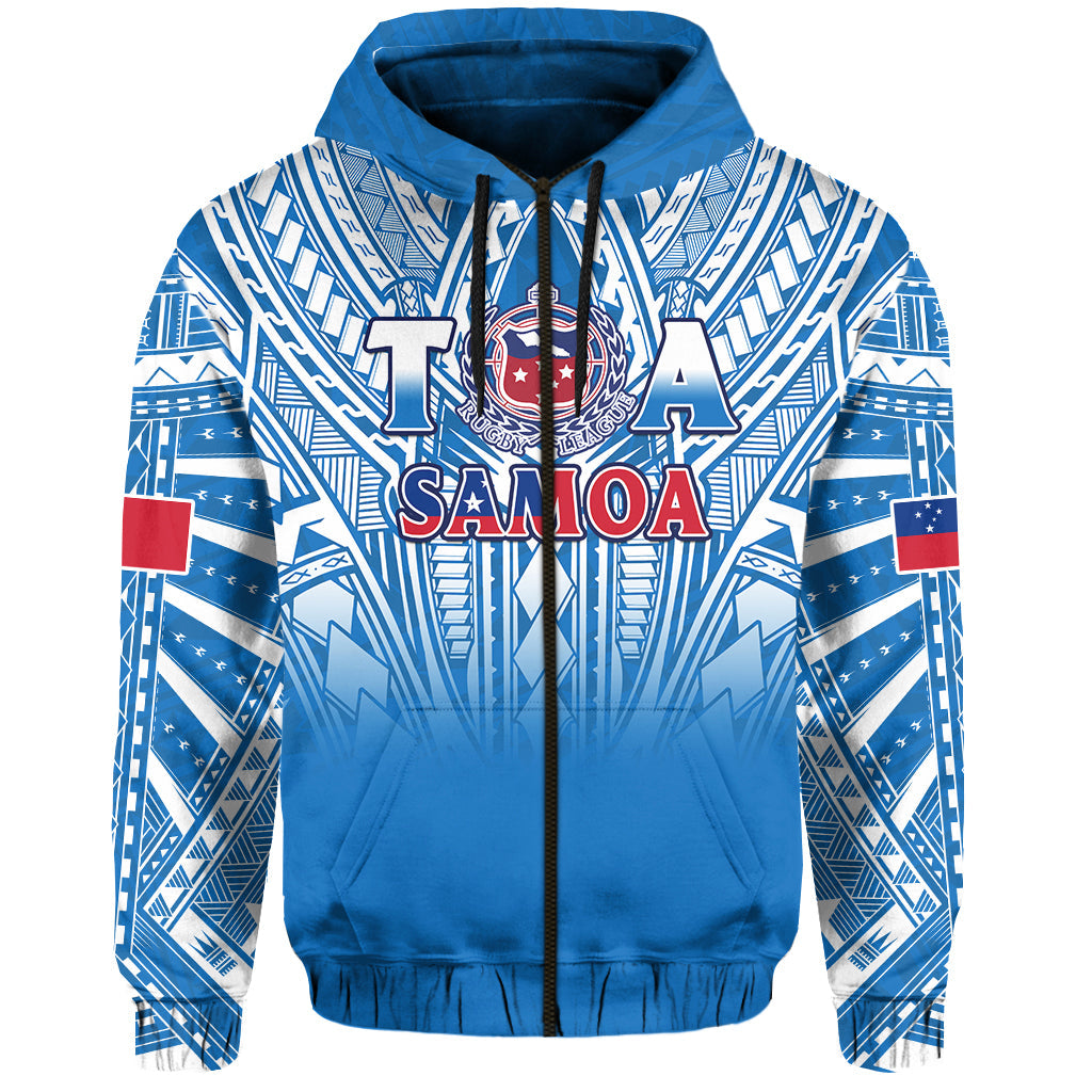 Samoa Rugby Hoodie Toa Samoa Polynesian Pacific Blue Version LT14 - Polynesian Pride