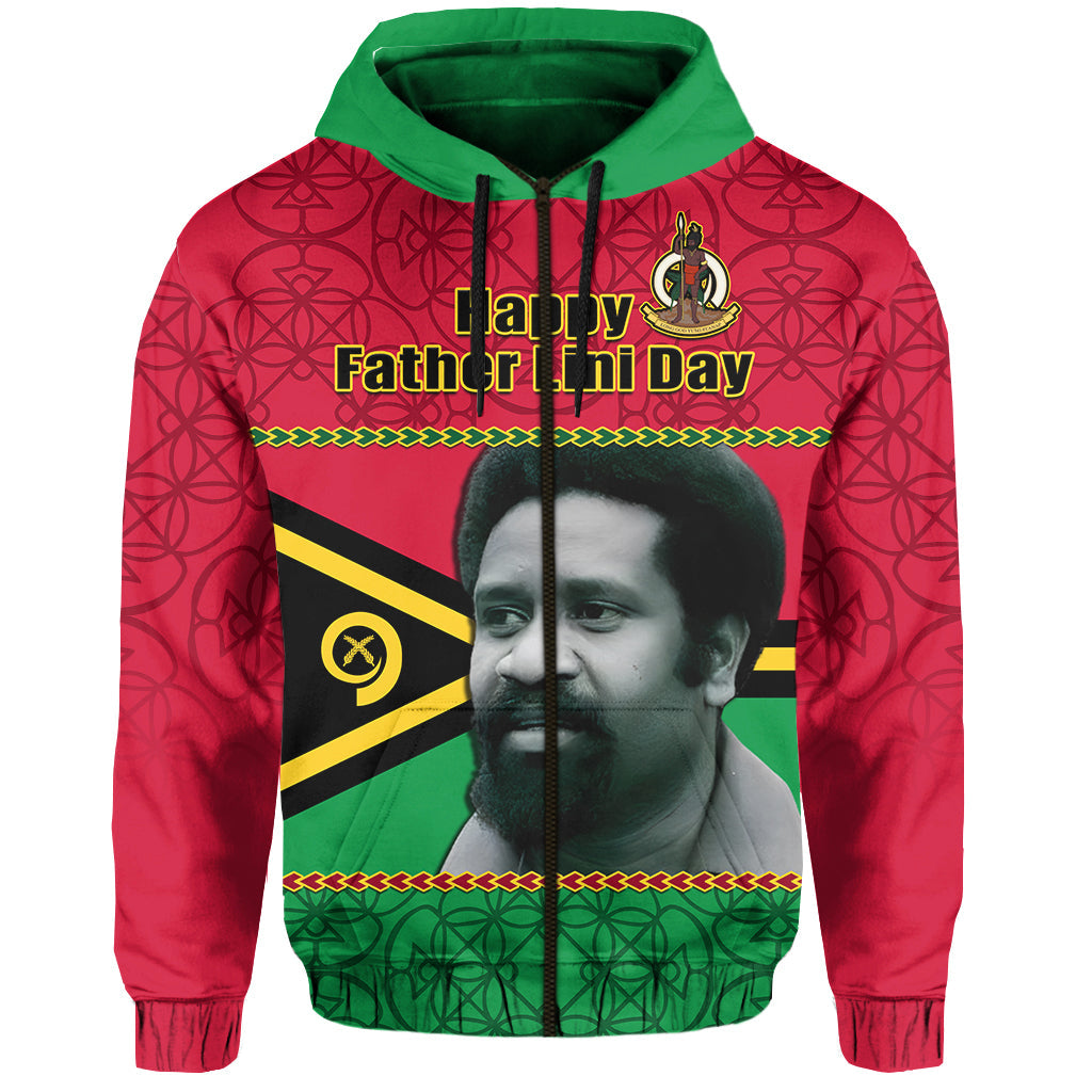 Vanuatu Hoodie Vanuatuan Flag Sand Drawing Happy Father Lini Day LT14 Zip Hoodie Red - Polynesian Pride