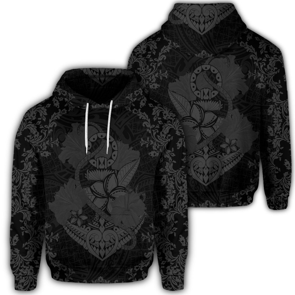 Hawaii Anchor Hibiscus Flower Vintage Hoodie Grey Unisex Art - Polynesian Pride