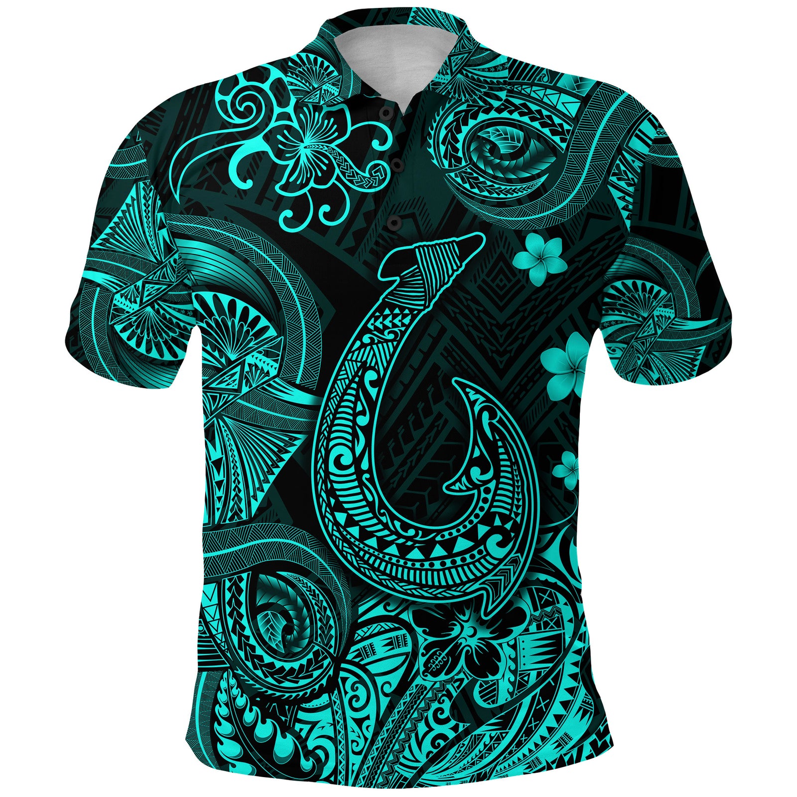 Hawaii Fish Hook Polynesian Polo Shirt Unique Style Turquoise LT8 - Polynesian Pride