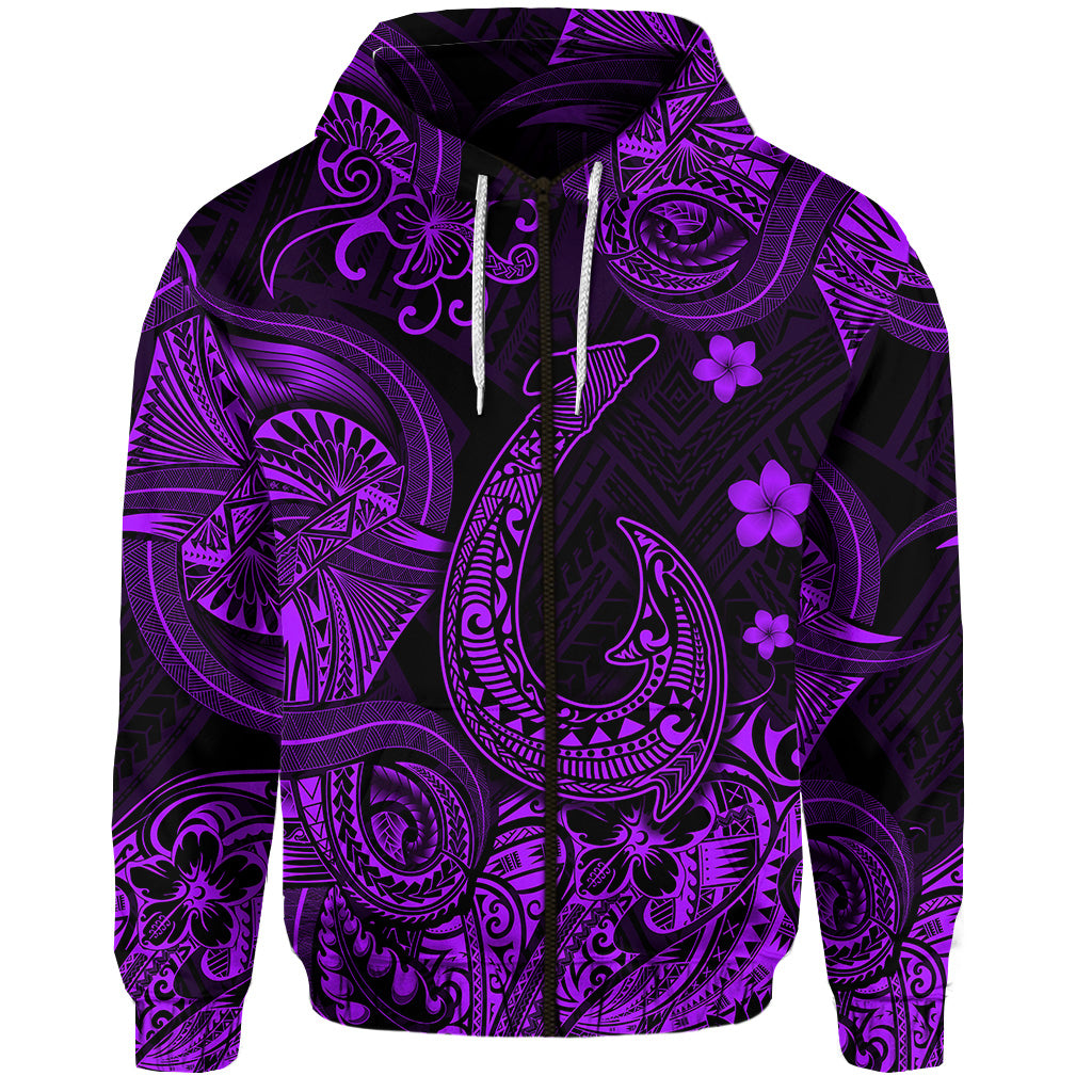 Hawaii Fish Hook Polynesian Zip Hoodie Unique Style Purple LT8 - Polynesian Pride