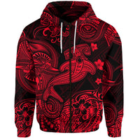Hawaii Hammer Shark Polynesian Zip Hoodie Unique Style Red LT8 - Polynesian Pride