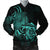 Hawaii Map Turtle Hibiscus Divise Polynesian Bomber Jacket Turquoise - AH Black Unisex - Polynesian Pride