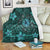 Hawaii Mix Polynesian Turtle Plumeria Premium Blankets - AH - Nick Style - Turquoise White - Polynesian Pride