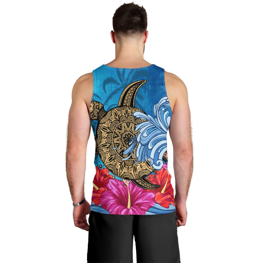 Hawaii Sea Turtle Hibiscus Coconut Tree Tank Top - AH - Polynesian Pride