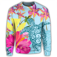 Hawaii Sea Turtle Hibiscus Kanaka Sweatshirt - AH - Polynesian Pride