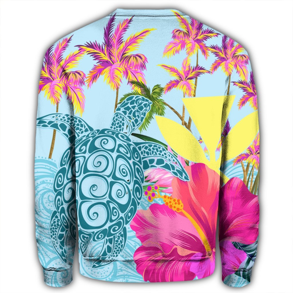 Hawaii Sea Turtle Hibiscus Kanaka Sweatshirt - AH - Polynesian Pride
