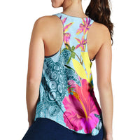 Hawaii Sea Turtle Hibiscus Kanaka Racerback Tank - AH - Polynesian Pride