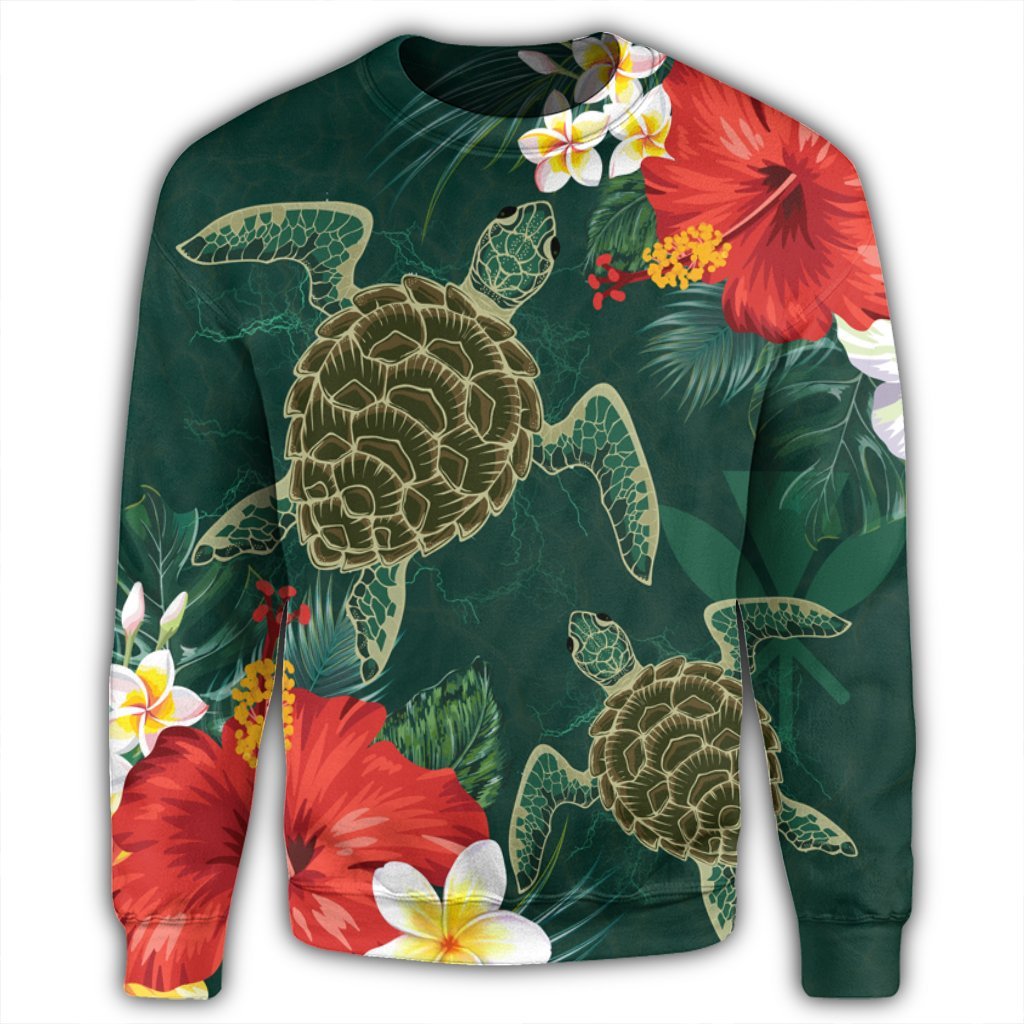 Hawaii Sea Turtle Hibiscus Plumria Sweatshirt - AH - Polynesian Pride