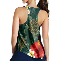 Hawaii Sea Turtle Hibiscus Plumria Racerback Tank - AH - Polynesian Pride