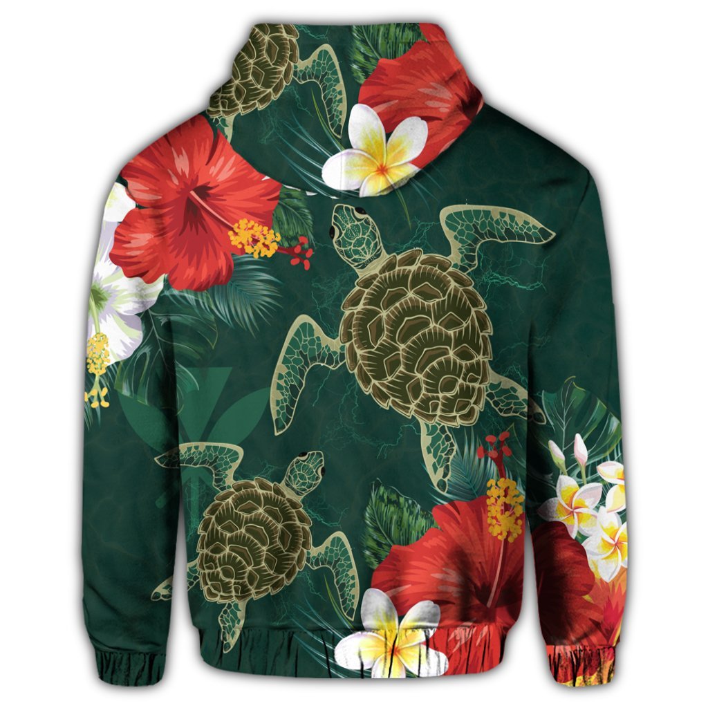 Hawaii Sea Turtle Hibiscus Plumria Zip Hoodie - Polynesian Pride