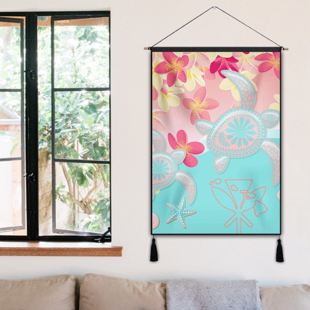 Hawaii Sea Turtle Plumeria Hanging Poster - AH - Polynesian Pride