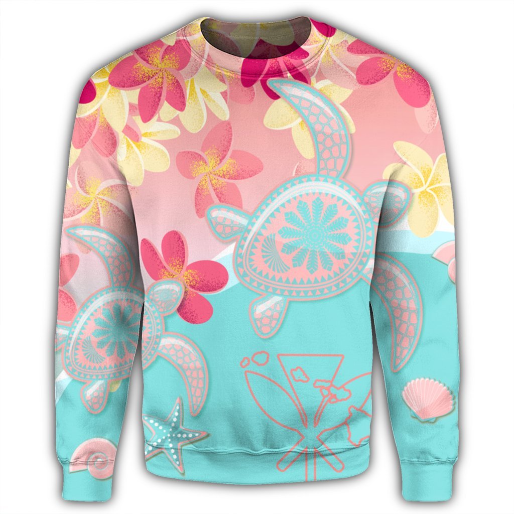 Hawaii Sea Turtle Plumeria Sweatshirt - AH - Polynesian Pride