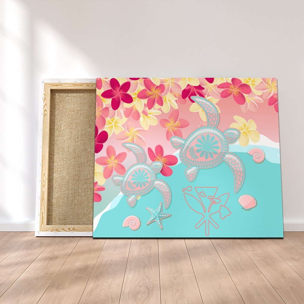 Hawaii Sea Turtle Plumeria Canvas - AH Canvas Poly-cotton - Polynesian Pride
